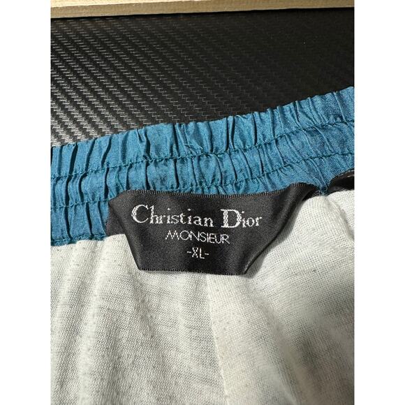 Vintage Christian Dior Monsieur Nylon Track Pants Lined Teal Blue Green Size XL - Picture 3 of 13